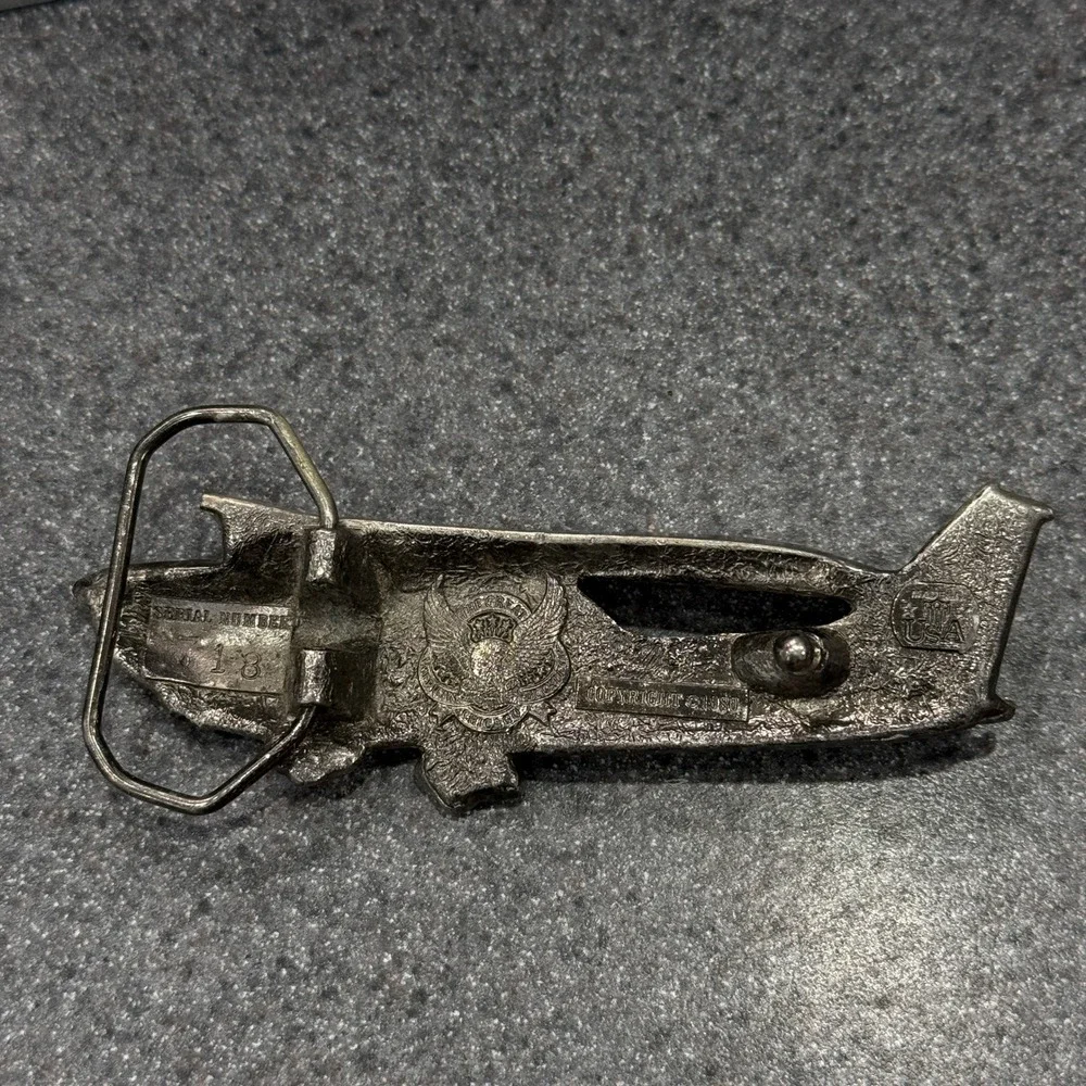 Great American Belt Buckle Airplane Mens OS Silver Excellent Vintage 1980 Pewter